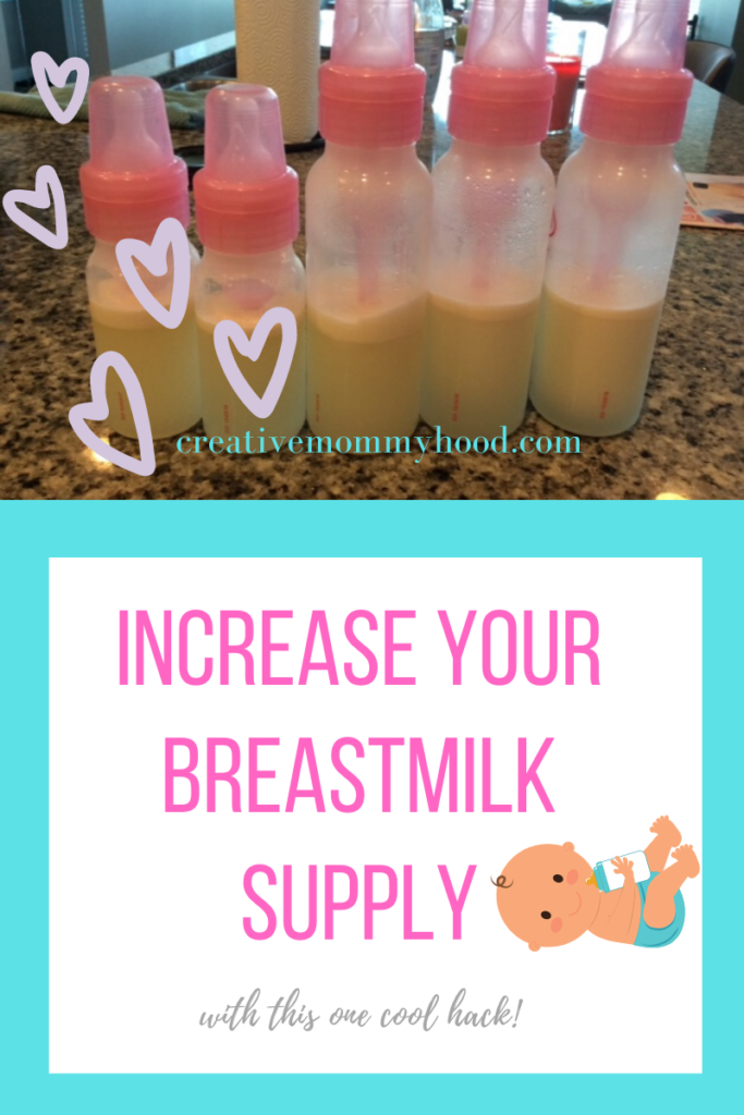 Baby bottles filled with breastmilk from this one awesome hack!