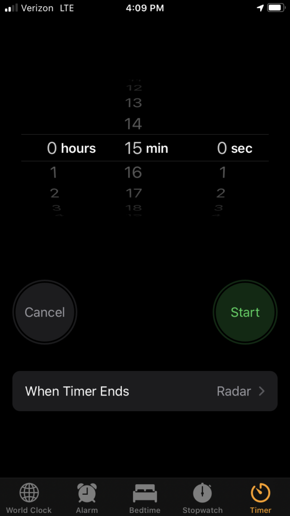 Timer on iPhone